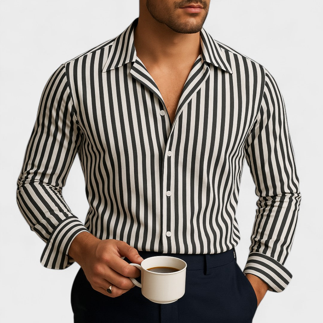 Johannes - Fløjlsstribet skjorte