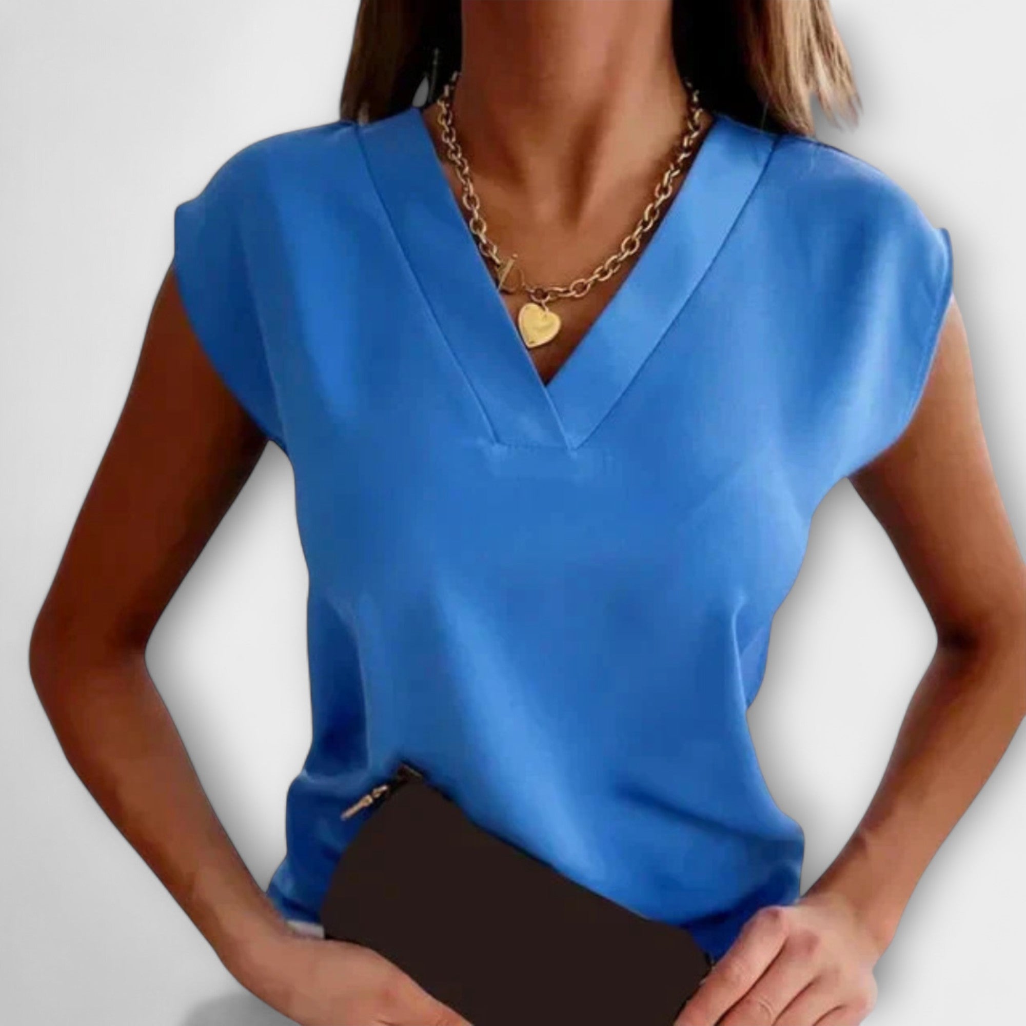 Vigga - Kvinde V-hals sommertop med løse ærmer