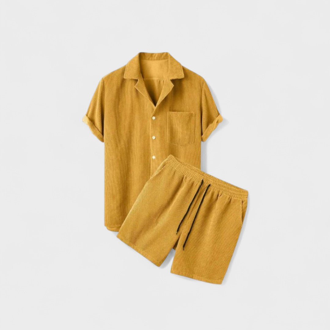 Christian - Minimalist kordurysæt med shorts og skjorte