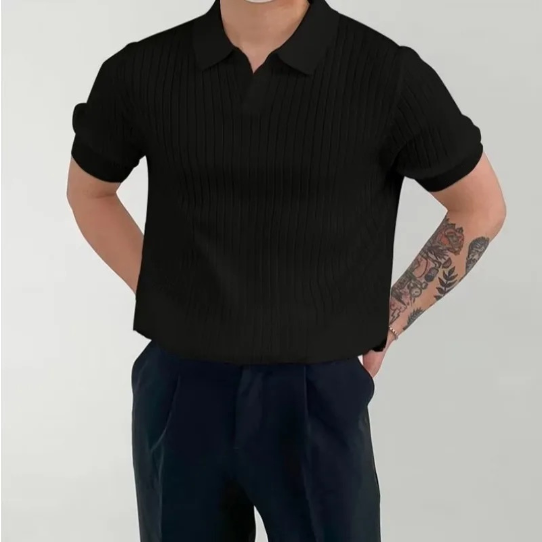 Esben - Elegant ribbetrukket poloshirt