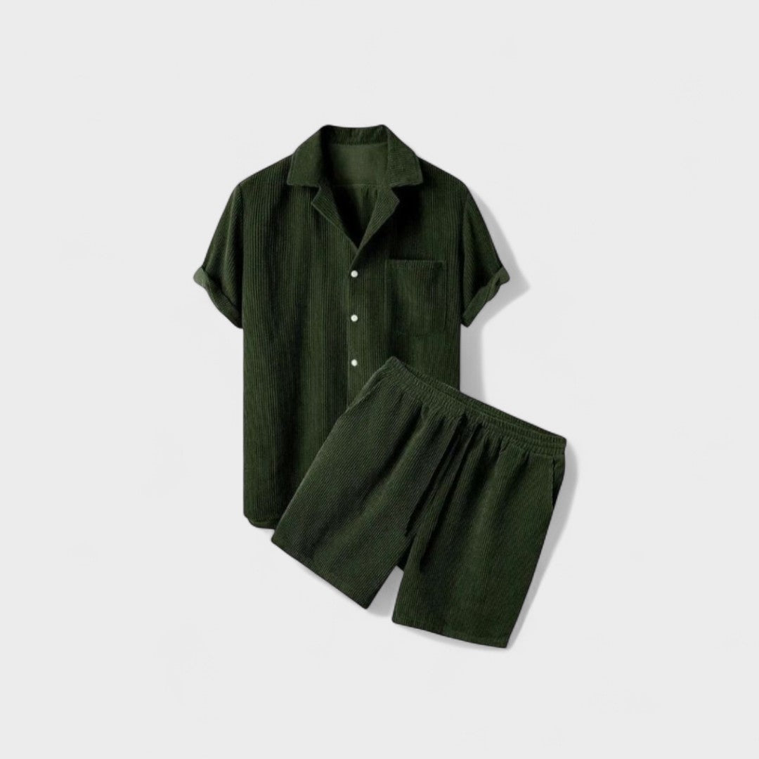 Christian - Minimalist kordurysæt med shorts og skjorte