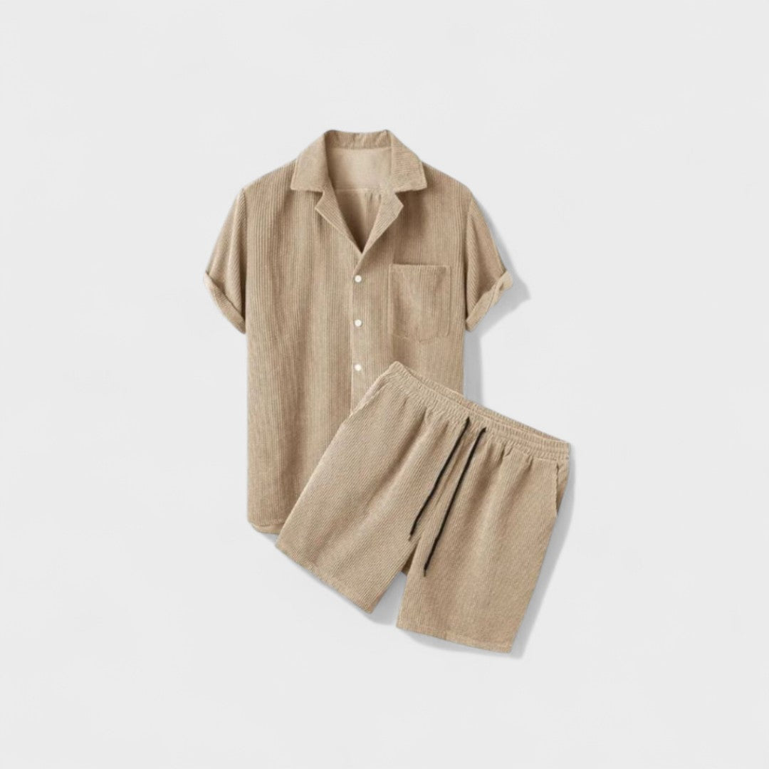 Christian - Minimalist kordurysæt med shorts og skjorte