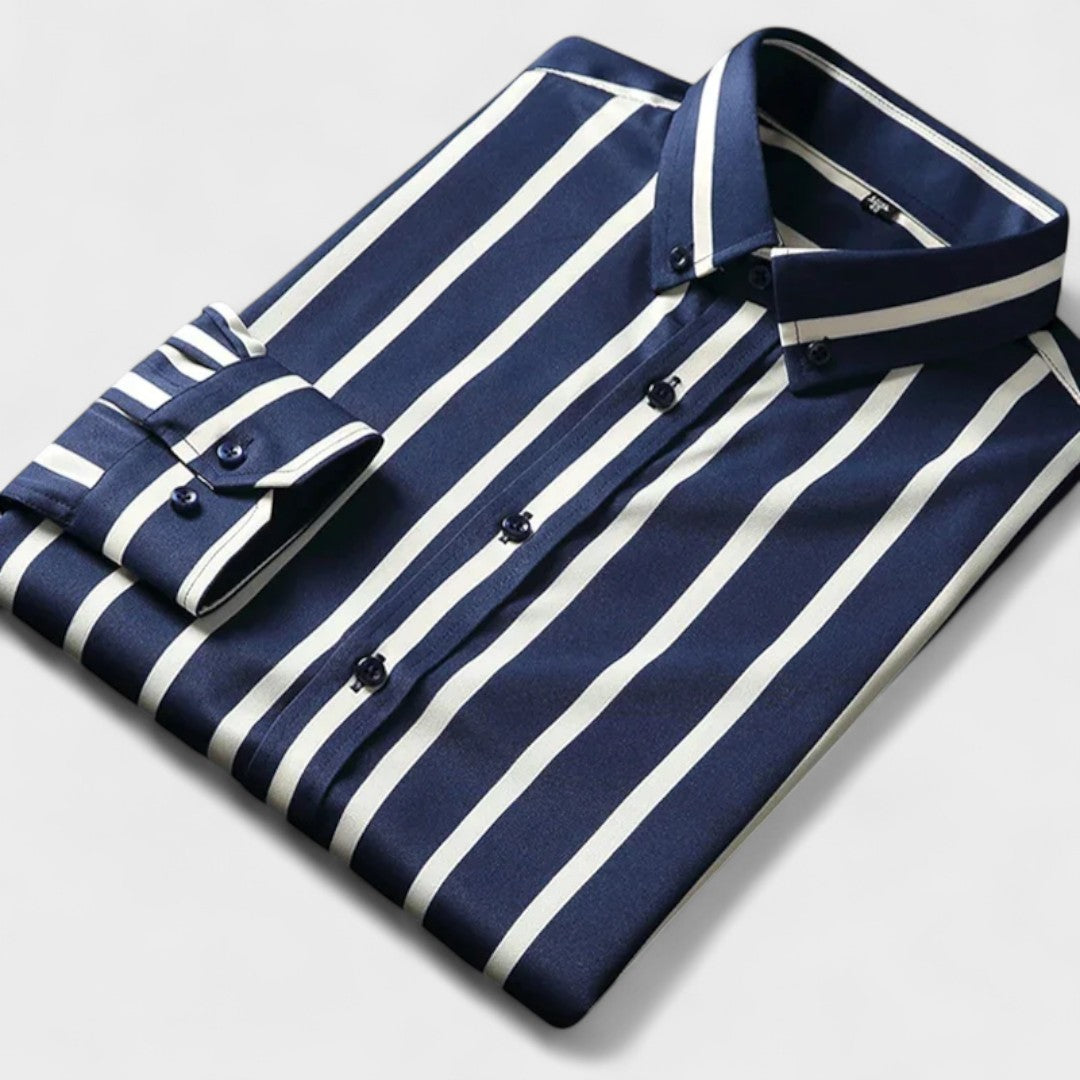 Oskar - Aftenkasual rygstribet skjorte til mænd