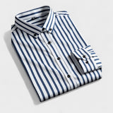 Oskar - Aftenkasual rygstribet skjorte til mænd