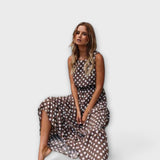 Danae - Boho-midi kjole med polkadots